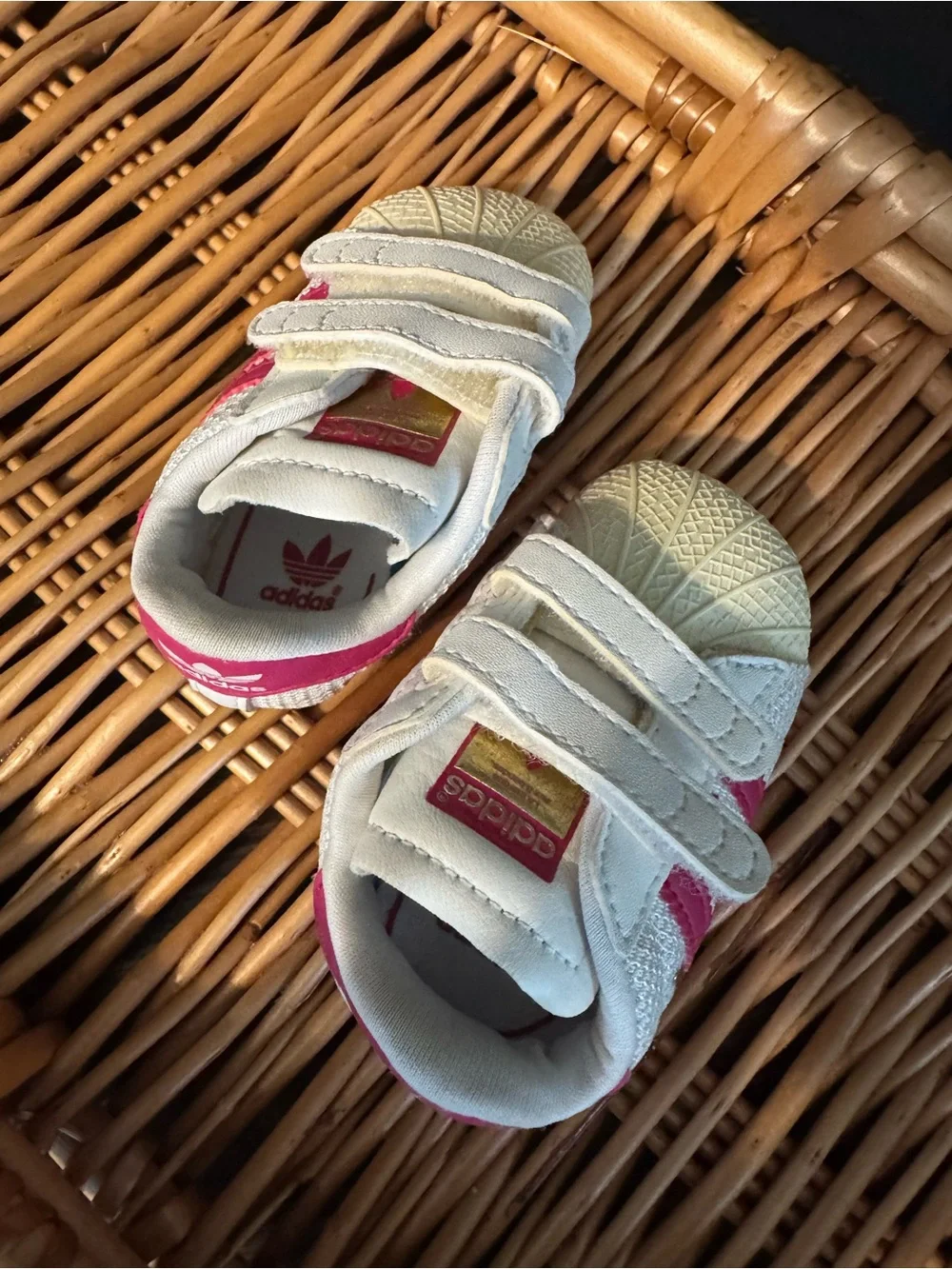 Adidas Superstar Baby Pink & White Velcro Sneakers Infant